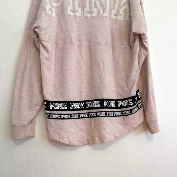 VS PINK VICTORIAS SECRET Varsity Crew Baby Pink Double Sided Crewneck Sweatshirt - Picture 14 of 16
